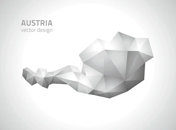 Austria vector polygonal perspective grey and silver shadow map — Stock Vector