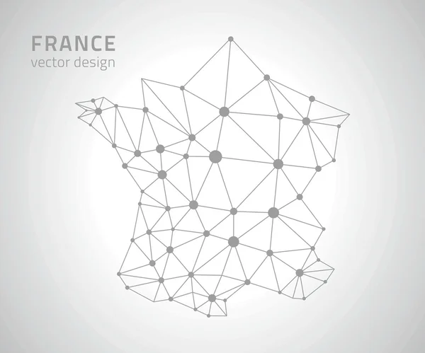 France vector dot grey outline polygonal map — Stock Vector