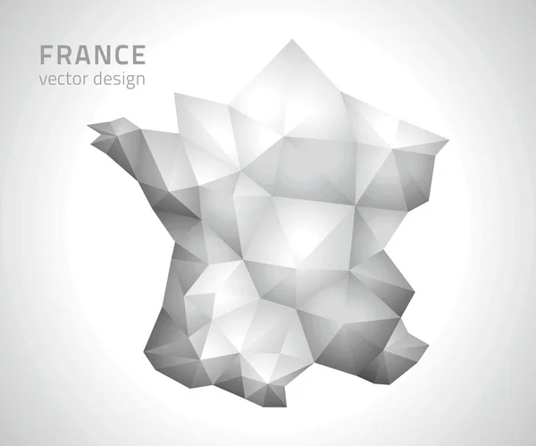 Frankreich polygonales Dreieck Mosaik grau und silber Karte — Stockvektor