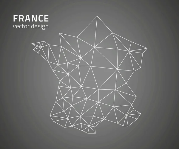 Frankreich schwarzer Vektor polygonale Umrisse Dreieck perspektivische Karte — Stockvektor