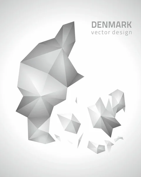 Denmark vector grey and silver mosaic 3d polygonal map — Stock Vector