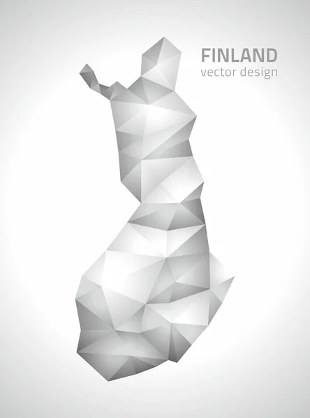 Finland polygonal vector mosaic grey and silver triangle map — Stock Vector