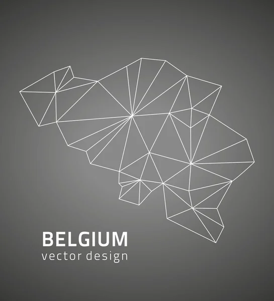 Belgium black contour vector triangle perspective polygonal map — Stock Vector