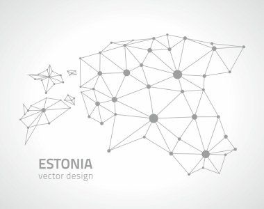 Estonya vektör poligonal anahat Mozaik Gri ve gümüş üçgen modern 
