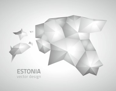 Estonya poligonal vektör Mozaik Gri ve gümüş üçgen modern harita
