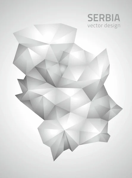 Serbia 3d polygonal vector perspective triangle grey map — Stock Vector