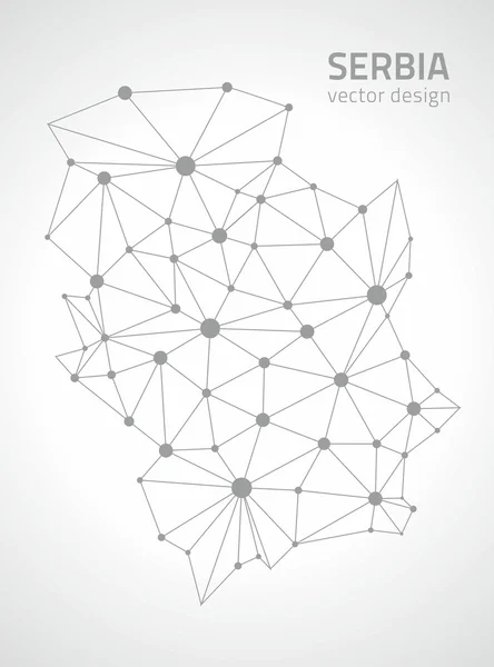 Serbia grey vector dot contour triangle perspective map — Stock Vector