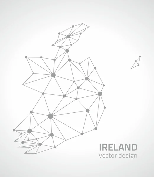 Irlande contour vectoriel gris carte triangle point polygonal — Image vectorielle