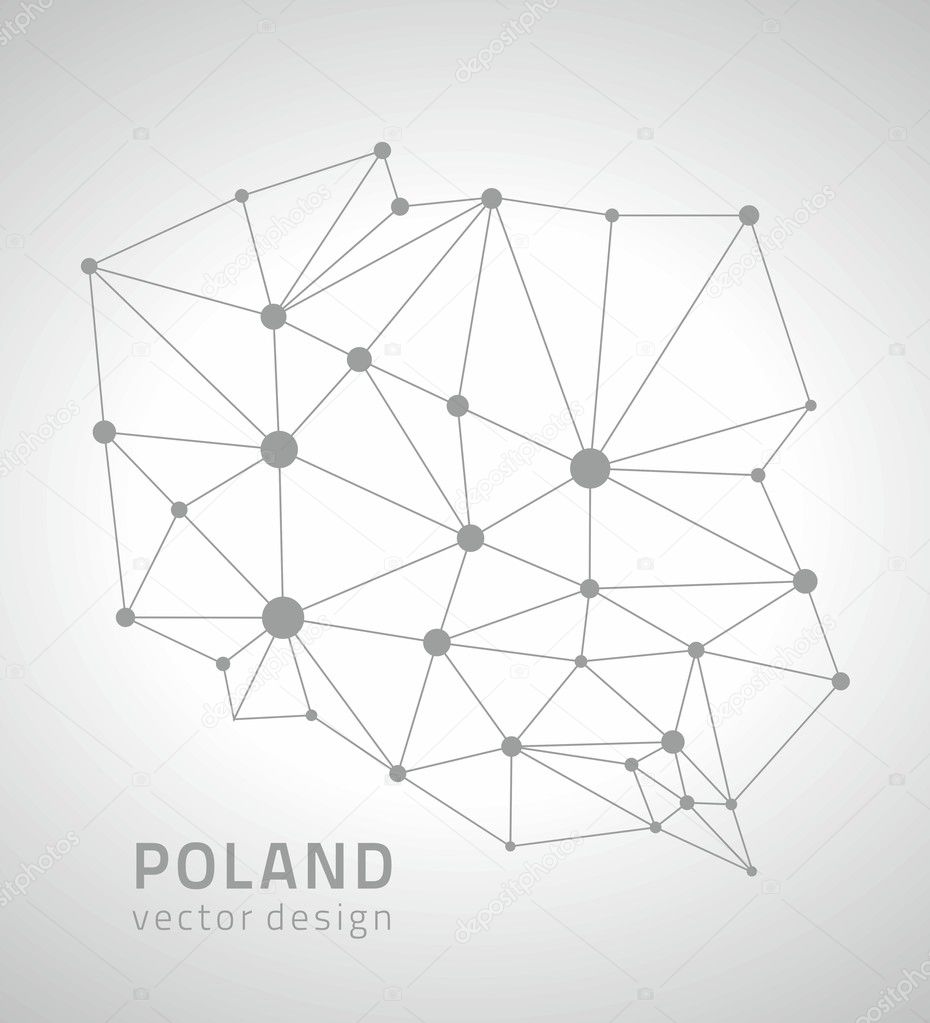Poland outline grey vector dot triangle map