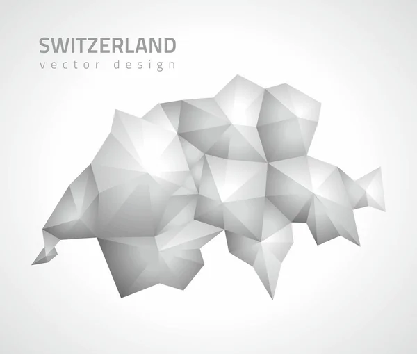Switzerland vector polygonal mosaic grey and silver triangle modern map — Stock Vector