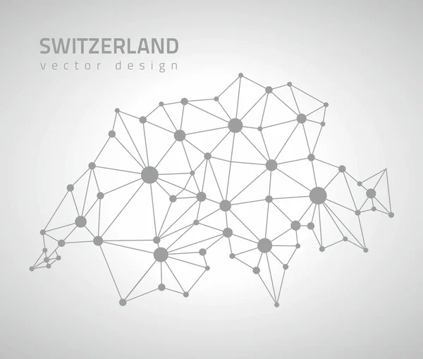 Szwajcaria szary wektor kontur dot wielokątne trójkąta mapę — Wektor stockowy
