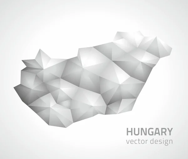 Hungary 3d mosaic grey triangle shadow perspective map — Stock Vector