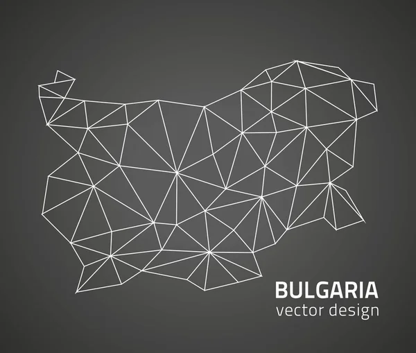 Bulgaria black mosaic polygonal triangle outline map — Stock Vector
