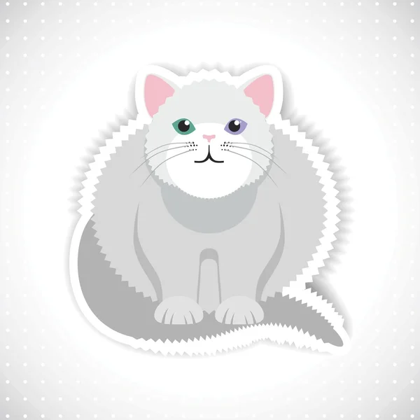 White striped cat  on white background. Vector art. — Stock Vector