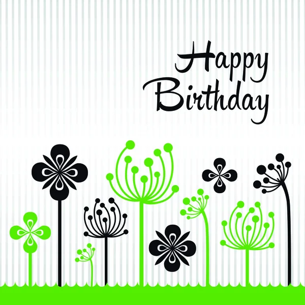 Kartkę z życzeniami urodzinowymi z dekoracja kwiatowa — Wektor stockowy