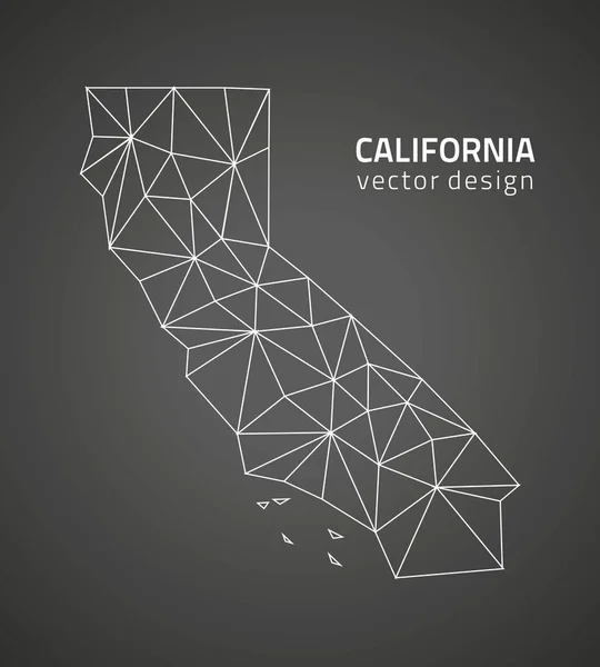 California vektör Siyah üçgen mozaik anahat harita