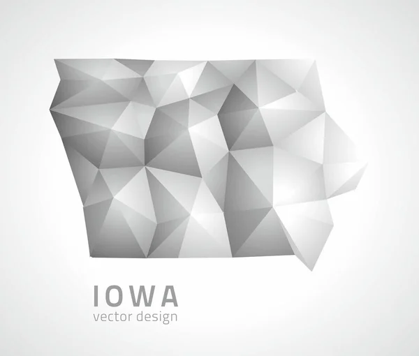 Carte moderne du triangle mosaïque 3D vecteur polygonal gris de l'Iowa — Image vectorielle