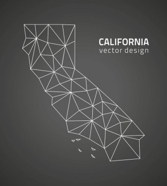 California siyah vektör üçgen mozaik anahat harita