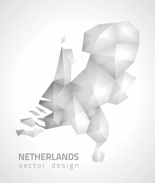 Países Bajos vector poligonal mosaico gris y plata triángulo moderno mapa — Vector de stock