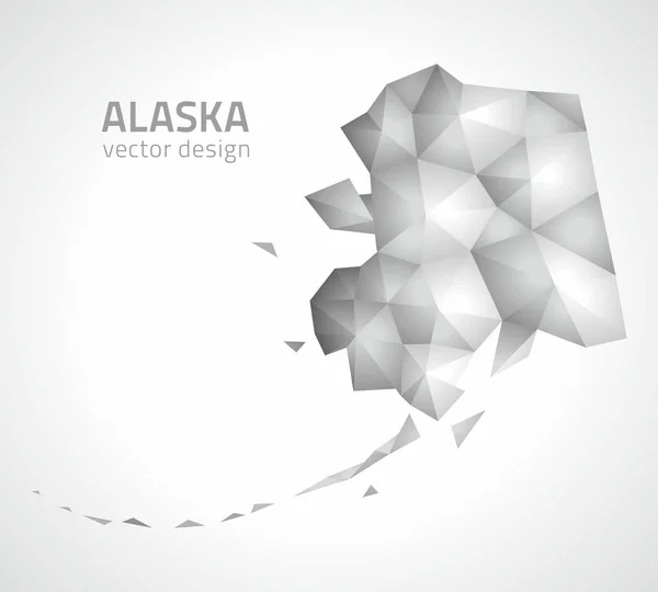 Alaska vecteur gris et argent mosaïque polygonale carte 3d — Image vectorielle