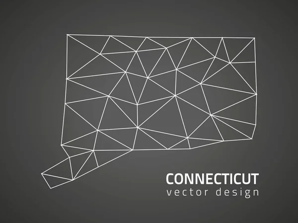 Connecticut zwarte contour vector driehoek veelhoek kaart — Stockvector