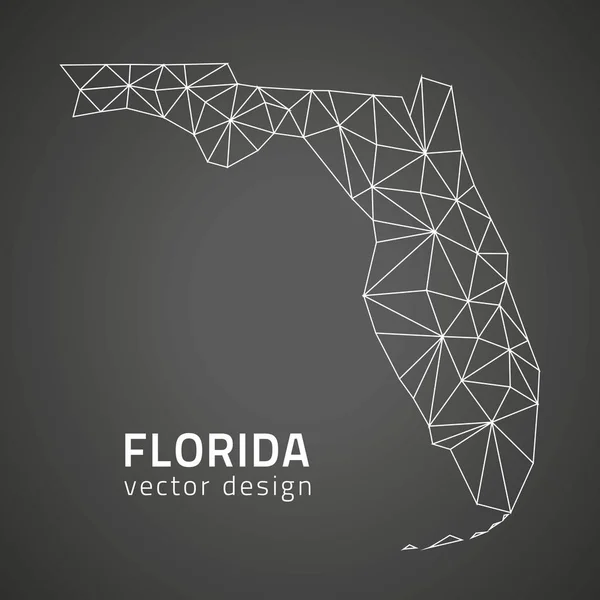 Florida zwarte vector overzicht veelhoekige driehoek kaart — Stockvector
