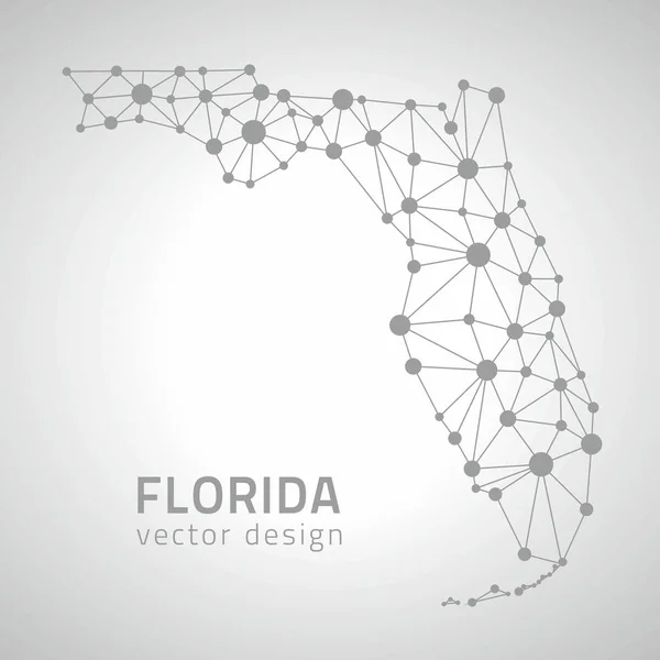 Florida vector dot grijze omtrek driehoek perspectief moderne kaart — Stockvector