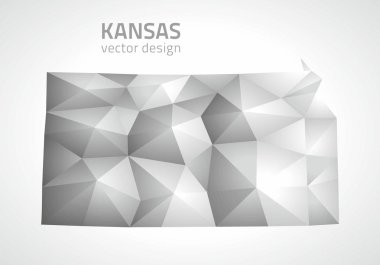 Kansas gri vektör poligonal 3d mozaik üçgen modern harita