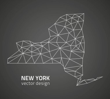 New York siyah anahat vektör poligonal üçgen Haritası