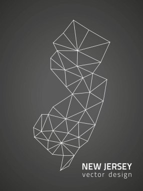 New Jersey siyah vektör anahat poligonal üçgen harita