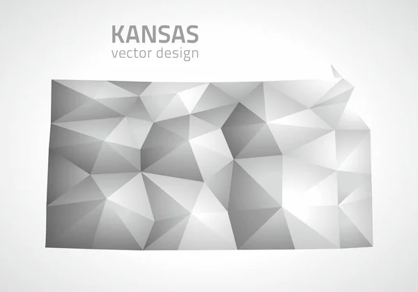 Kansas grijs vector veelhoekige 3d mozaïek driehoek moderne kaart — Stockvector