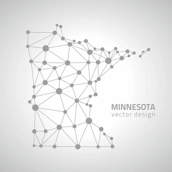 Minnesota vector grijs en zilver 3d mozaïek schaduw driehoek kaart — Stockvector