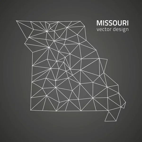 Missouri zwarte en donkere vector driehoek trendy contour kaart — Stockvector