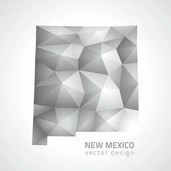 New Mexico vector grijs en zilver 3d mozaïek schaduw driehoek kaart — Stockvector