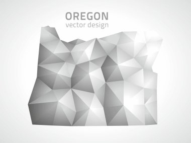 Oregon gri vektör gölge 3d poligonal Amerika Haritası