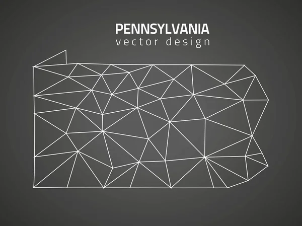 Pennsylvania grijs vector veelhoekige kaart — Stockvector