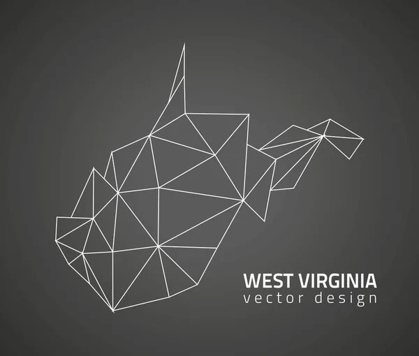 West Virginia zwart vector mozaïek driehoek kaart — Stockvector