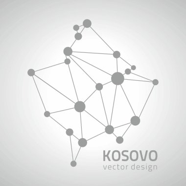 Kosova gri anahat vektör harita