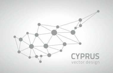 Kıbrıs vektör kontur gri harita