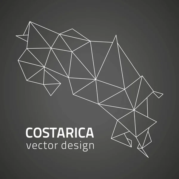 Costa Rica Black Vector Perspective Map America — Stock Vector