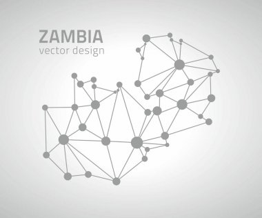 Zambiya vektör perspektif anahat gri harita