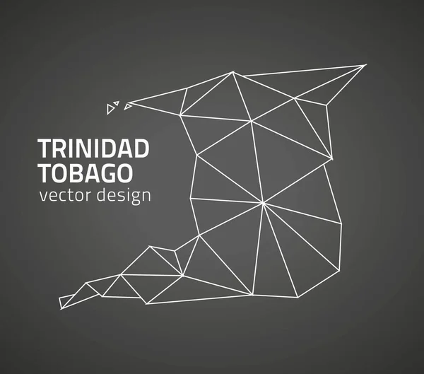 Trinidad Tobago Black Contour Triangle Perspective Vector Map — Stock Vector