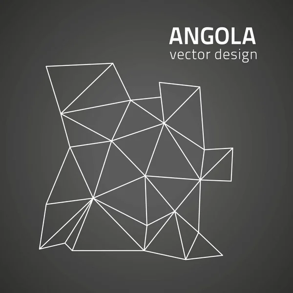 Angola Black Vector Triangle Polygonal Map — Stock Vector