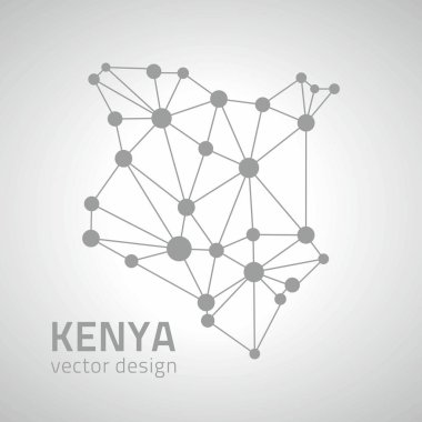 Kenya gri modern kontur vektör harita