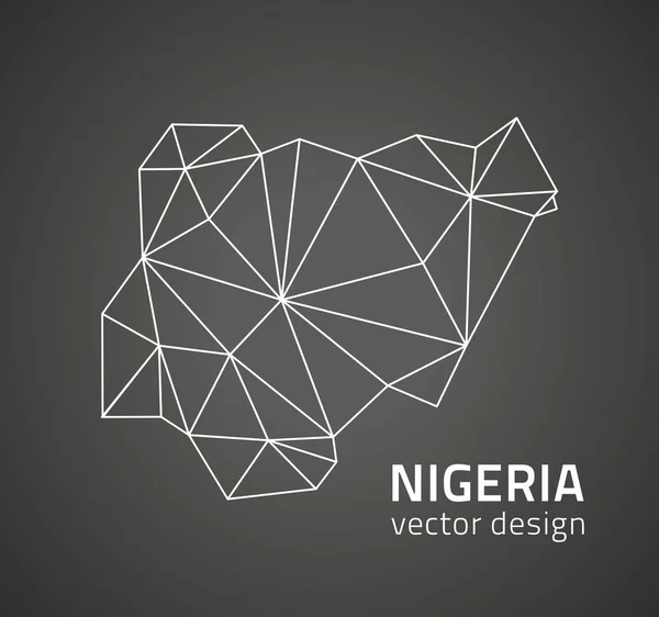 Nigeria Carte Polygonale Vectorielle Noire — Image vectorielle