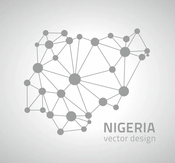 Nigeria Contour Vectoriel Gris Argent Carte — Image vectorielle