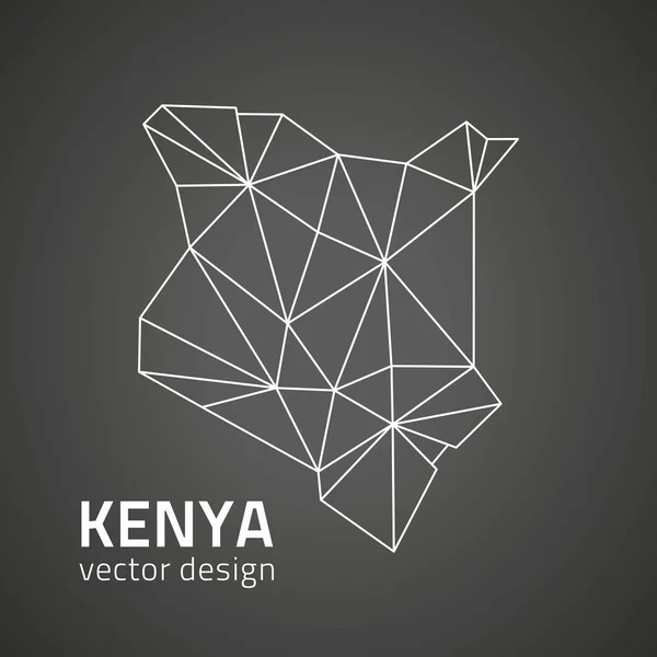 Kenya Carte Polygonale Noire — Image vectorielle