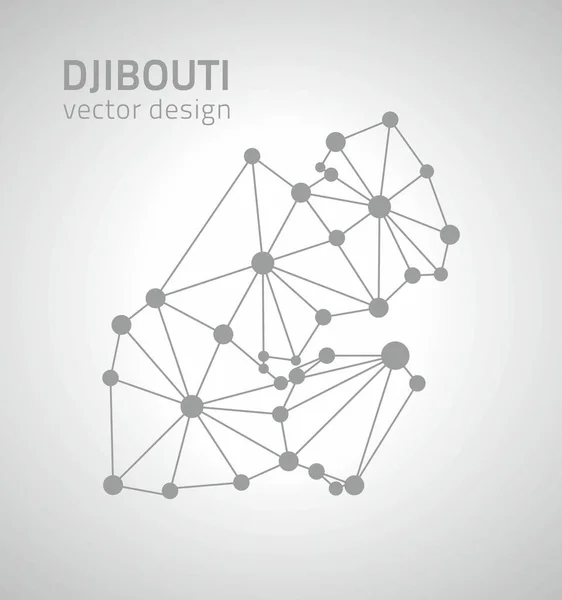 Djibouti Outline Vector Grey Triangle Dot Map — Stock Vector