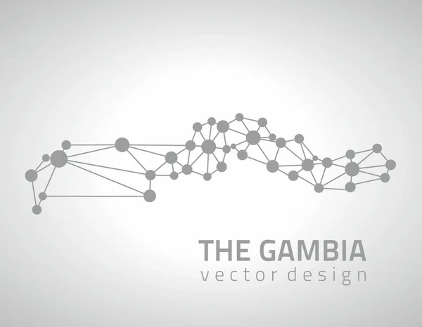 Gambia Vector Dot Triangle Contour Map — Stock Vector