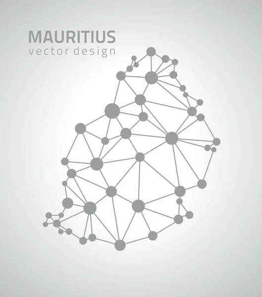 Mauritius poligonal vektör gri nokta harita